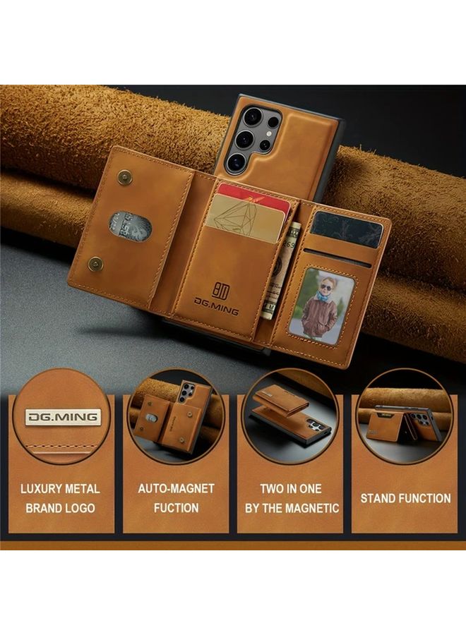 حافظة Samsung S23 Ultra محفظة سوداء مغناطيسية قابلة للفصل مع حامل مقاوم للصدمات - Image 3